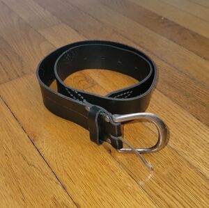 Vintage Mudd Black Faux Leather Floral Belt S/M